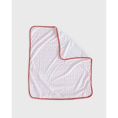 Βρεφική Βαμβακερή Κουβέρτα Λίκνου με Ροζ Σύννεφα Baby Hug 90x70cm.  Λίκνου (90x70cm) Άσπρο