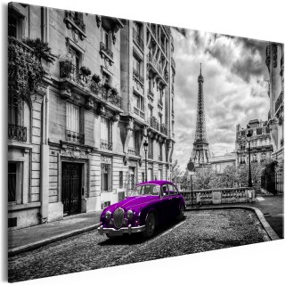 Πίνακας - Car in Paris (1 Part) Violet Wide