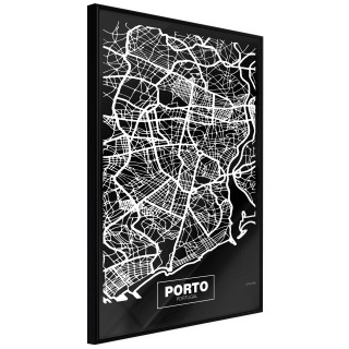 Αφίσες City Map: Porto (Dark) Μαύρη κορνίζα