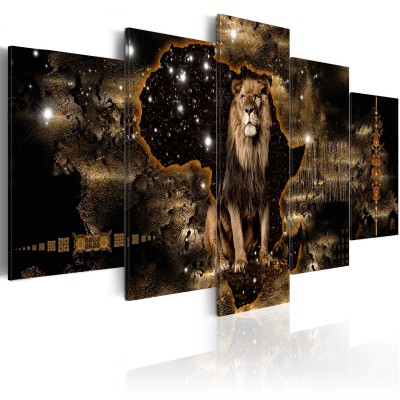 Πίνακας - Golden Lion (5 Parts) Wide