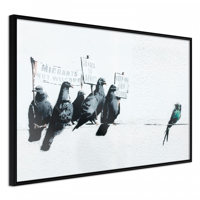 Πόστερ με κορνίζα Banksy: Pigeons Μαύρη κορνίζα