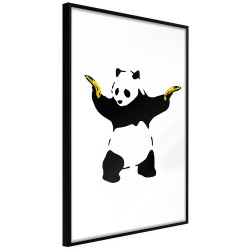 Πόστερ με κορνίζα Banksy: Panda With Guns Μαύρη κορνίζα
