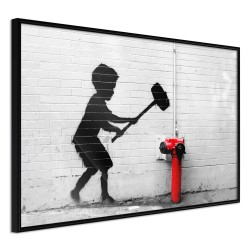 Πόστερ με κορνίζα Banksy: Hammer Boy Μαύρη κορνίζα