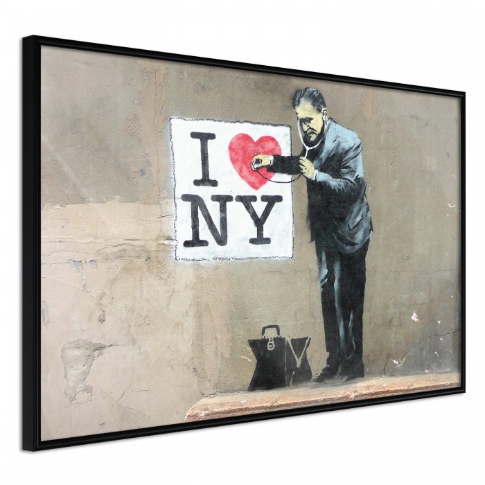 Πόστερ με κορνίζα Banksy: I Heart NY Μαύρη κορνίζα