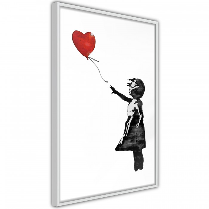 Πόστερ με κορνίζα Banksy: Girl with Balloon II Μαύρη κορνίζα