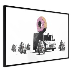 Πόστερ με κορνίζα Banksy: Donuts (Strawberry) Μαύρη κορνίζα