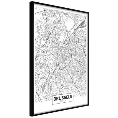 Πόστερ με κορνίζα City map: Brussels Μαύρη κορνίζα