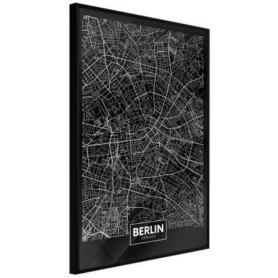 Πόστερ με κορνίζα City Map: Berlin (Dark) Μαύρη κορνίζα