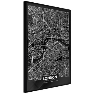 Αφίσες City Map: London (Dark) Μαύρη κορνίζα