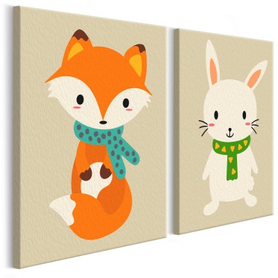 Πίνακας σε Καμβά για να τον ζωγραφίζεις - Fox & Bunny