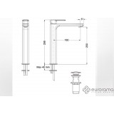 Μπαταρία νιπτήρος επικαθήμενη Eurorama Quadra 144309P-400 Black Matt