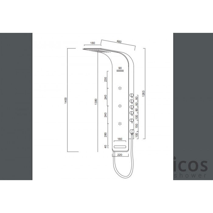 Στήλη Ντούς-Υδρομασάζ Icos Shower Astrea-300 Θερμομικτική White Matt 4 Εξόδων