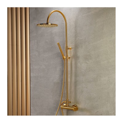Στήλη ντους με Μπαταρία και κολώνα με ρυθμιζόμενο ύψος από 94cm - 122cm Armando Vicario Slim Brushed Gold 500065-201