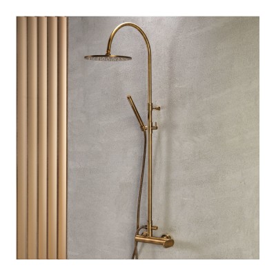 Στήλη ντους με Μπαταρία και κολώνα με ρυθμιζόμενο ύψος από 94cm - 122cm Armando Vicario Slim Antique Brass 500065-221