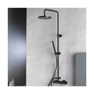 Στήλη ντους με Μπαταρία και κολώνα με ρυθμιζόμενο ύψος από 83cm - 144cm Armando Vicario Slim 500065-400 Μαύρο Matt