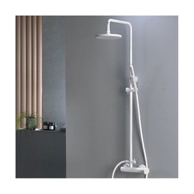 Στήλη ντους με Μπαταρία και κολώνα με ρυθμιζόμενο ύψος από 83cm - 144cm Armando Vicario Slim 500065-300 Λευκό Matt