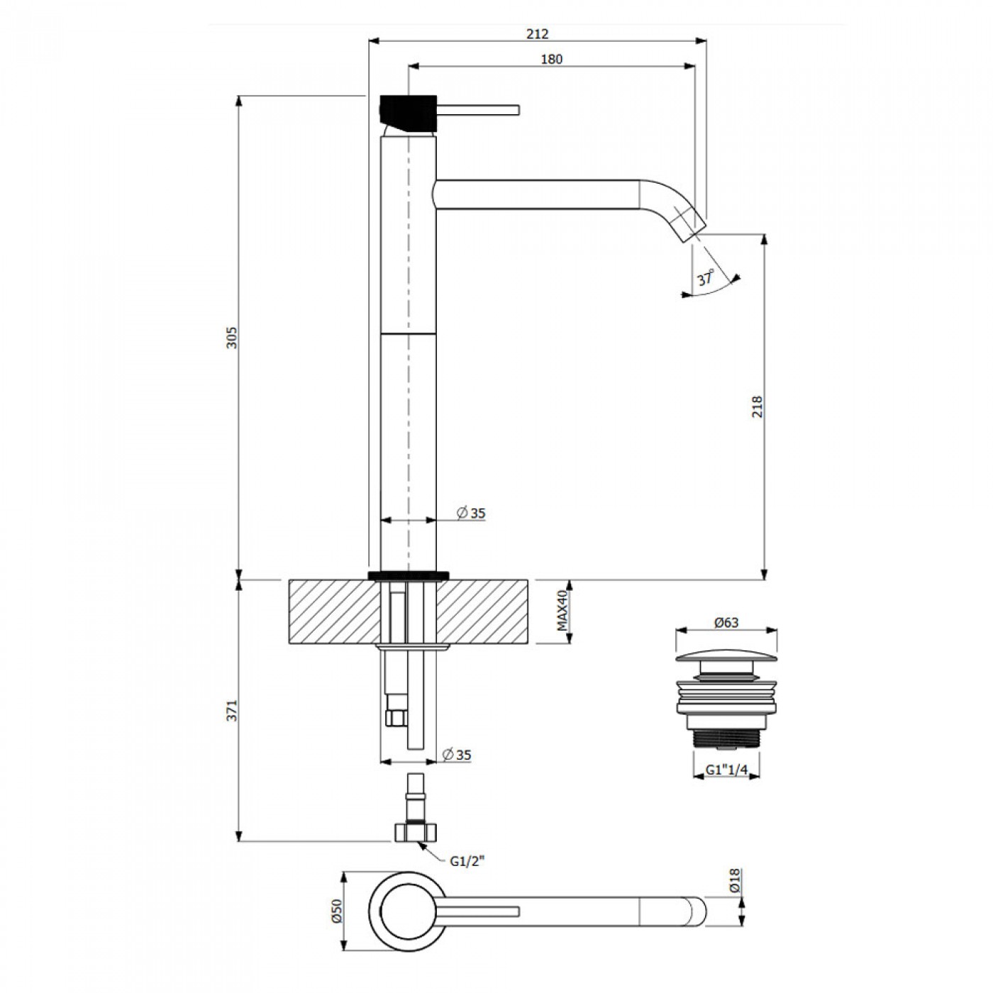Μπαταρία νιπτήρος επικαθήμενη Armando Vicario Industrial 512041-110 ...