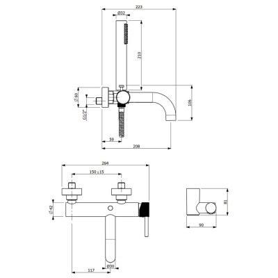 Μπαταρία λουτρού Armando Vicario Industrial 512100-110 Inox