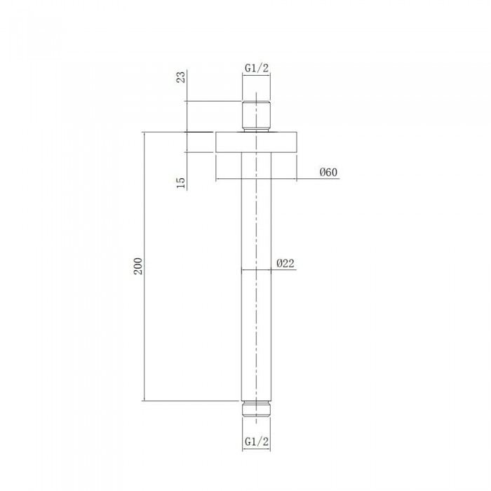 Ανακλινόμενη Κεφαλή ABS Ø20 Με Μπράτσο Οροφής 20cm E044075-100 + C12000 Χρωμέ