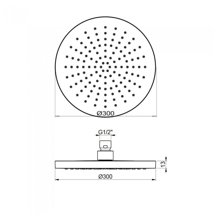 Ανακλινόμενη Κεφαλή Brass Ø20 Με Μπράτσο Οροφής 10cm E044076-100 + C11000 Χρωμέ