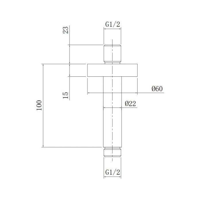 Ανακλινόμενη Κεφαλή Brass Ø20 Με Μπράτσο Οροφής 10cm E044076-100 + C11000 Χρωμέ