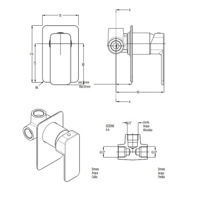 Μίκτης Εντοιχισμού 1 Εξόδου Eurorama Quadra 144055SL-100