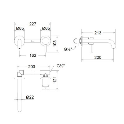Μπαταρία νιπτήρος εντοιχισμού La Torre New Tech 12208-300 Λευκό Matt