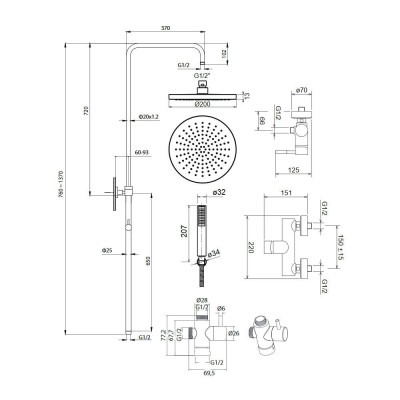 Jet ντους Round E044030-300 Λευκό matt