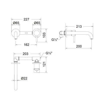 Μπαταρία νιπτήρος εντοιχισμού La Torre New Tech 12208-110 Inox