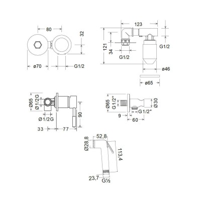 Μίκτης εντοιχισμού 2 οπών με ντουζάκι για μπιντέ La Torre New Tech 12211-110 Inox