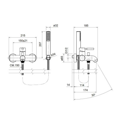Μπαταρία λουτρού La Torre New Tech 12019-110 Inox
