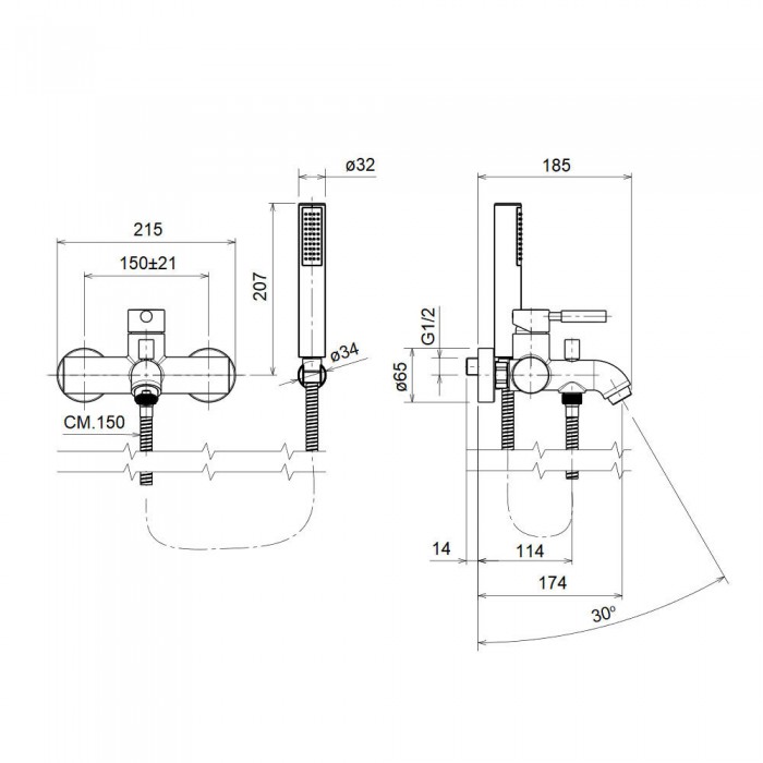 Μπαταρία λουτρού La Torre New Tech 12019-110 Inox