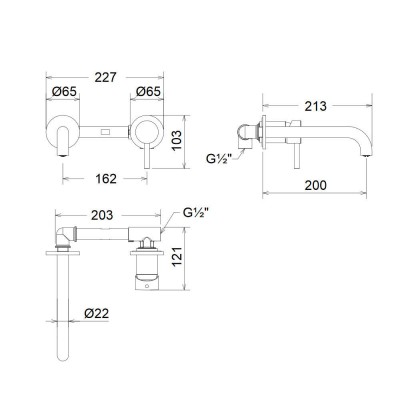 Μπαταρία νιπτήρος εντοιχισμού La Torre New Tech 12208-100