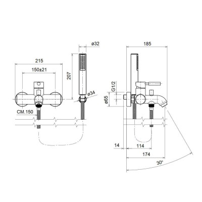 Μπαταρία λουτρού La Torre New Tech 12019-100