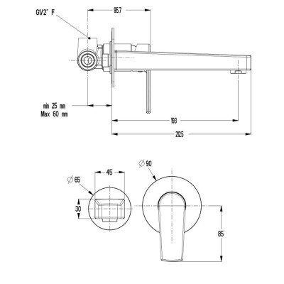 Μπαταρία Νιπτήρος Εντοιχισμού Eurorama Slot 135904-100