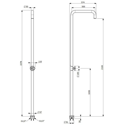 Στήλη Ντούς Εξωτερικού Χώρου 1 Εξόδου Armando Vicario Slim 800323-110 inox