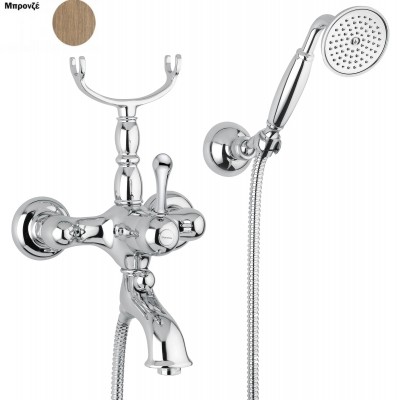 Μπαταρία μπάνιου με σετ ντους Maya Interflex  Μπρονζέ 087138 Bugnatese