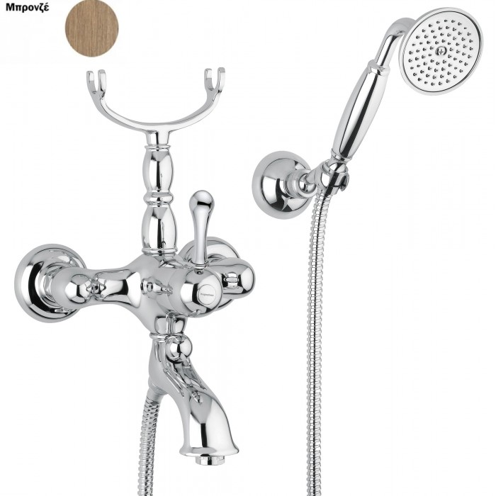 Μπαταρία μπάνιου με σετ ντους Maya Interflex  Μπρονζέ 087138 Bugnatese