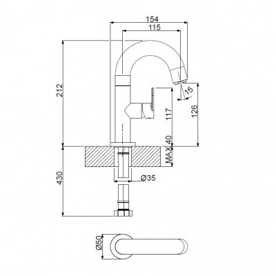 Αναμεικτική Μπαταρία Νιπτήρα Brushed Black Armando Vicario Slim 500010-410