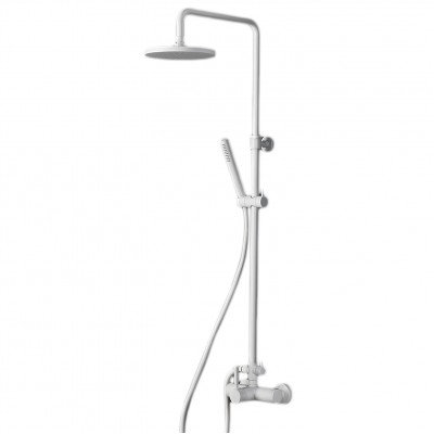 Στήλη ντους με Μπαταρία και κολώνα με ρυθμιζόμενο ύψος από 83cm - 144cm La Torre New Tech 12065-300 Λευκό Matt