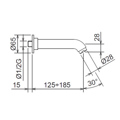 Στόμιο μπανιέρας Επίτοιχο 12,2cm Δ.28mm Tech La Torre Chrome 12244/SH-100