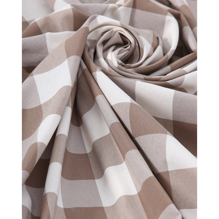 Τραπεζομάντηλο Μεγάλο Καρώ Νηματοβαφή Cabanna 8 ατόμων | 135x200cm Μπεζ