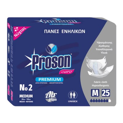Πάνες Ακράτειας Ενηλίκων Νύχτας No2 MEDIUM 80-120cm 25Τεμάχια Proson Care