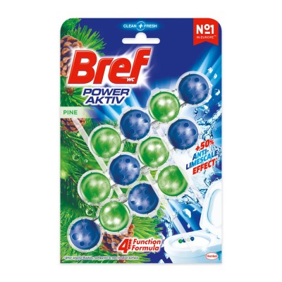 Bref WC Block Power Activ Pine  Αρωματικό & Καθαριστικό Τουαλέτας 3x50gr