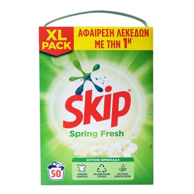 Skip Spring Fresh Σκόνη Απορρυπαντικό Πλυντηρίου Ρούχων 3.25kg 50Μεζούρες