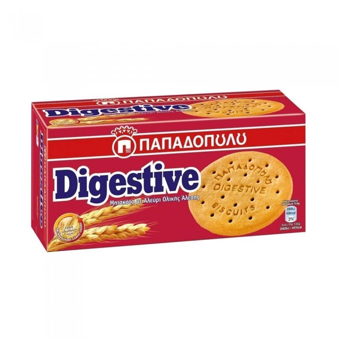 Παπαδοπούλου Digestive Μπισκότα Με Αλεύρι Ολικής Άλεσης 250gr