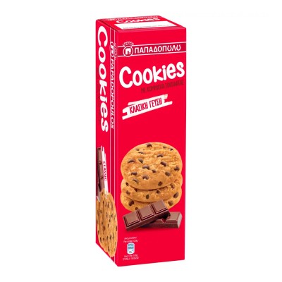Παπαδοπούλου Μπισκότα Cookies Με Κομμάτια Σοκολάτας 180gr