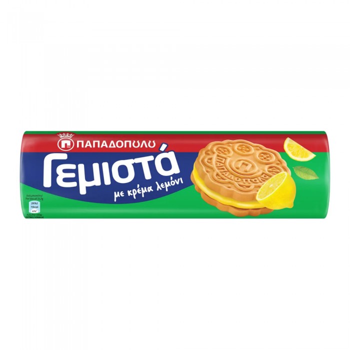 Παπαδοπούλου Μπισκότα Γεμιστά Λεμόνι 200gr