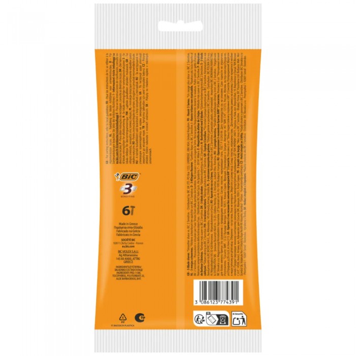 BIC 3 Sensitive Ανδρικά Ξυραφάκια 6Τεμάχια