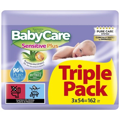 BABYCARE Μωρομάντιλα Sensitive Plus 3x54Τεμάχια